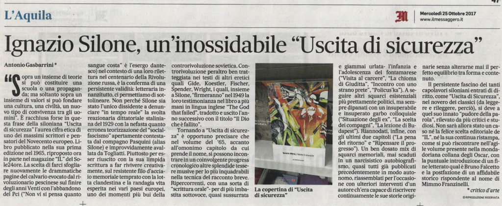 Ignazio Silone: un’inossidabile “Uscita di sicurezza”
